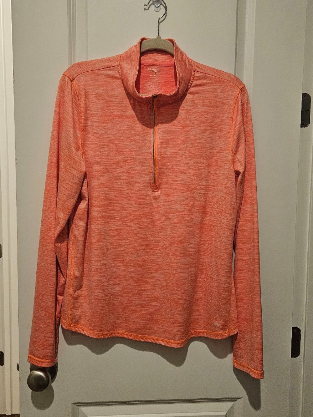 Danskin Now activewear orange LS, quarter-zip pullover, XL